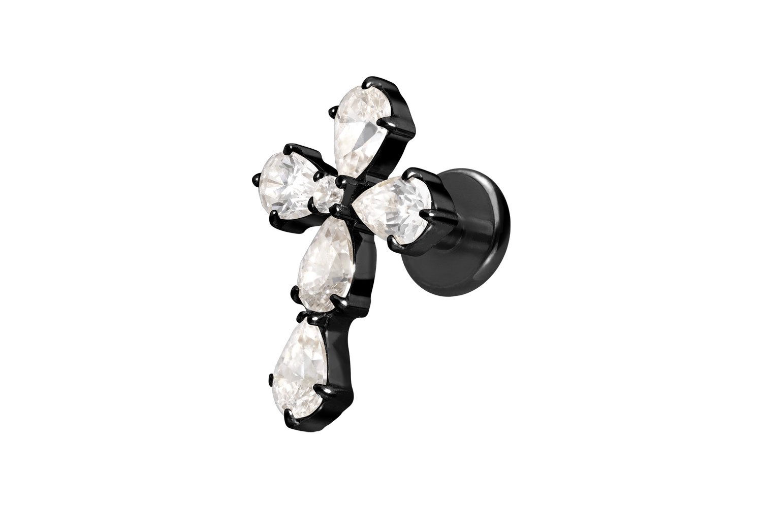 Titan Labret Piercing mit Innengewinde KRISTALLKREUZ